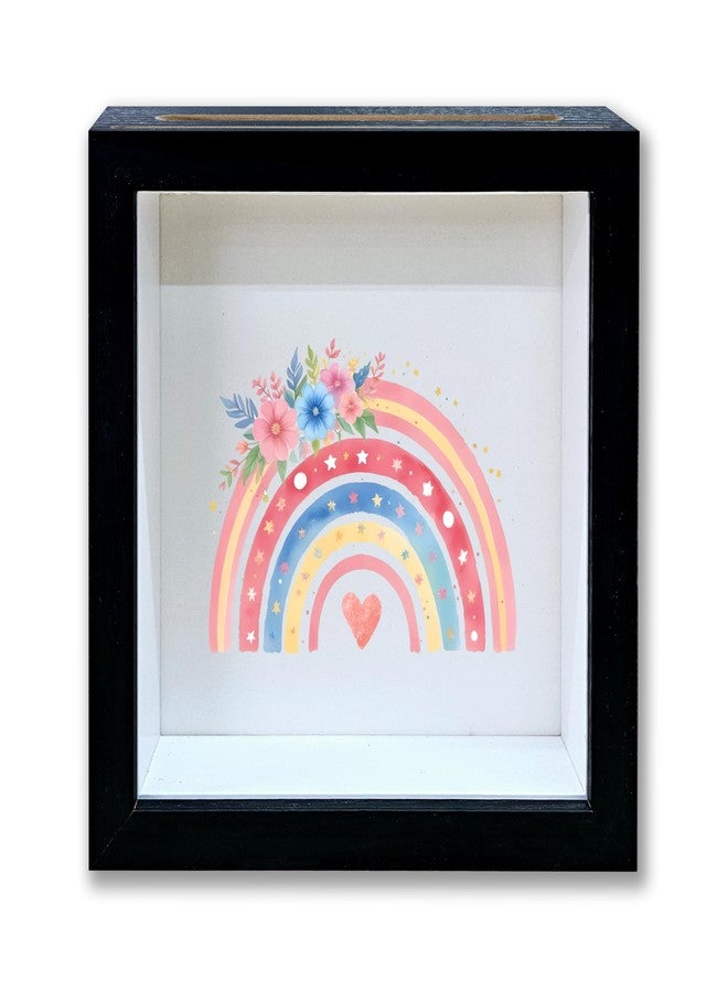 Mueddur Children Saving Money Shadow Box Frame, Girl Piggy Bank Box with Slot, Pink Rainbow Themed Keepsake Memory Box, Fund Money Box Birthday Gifts for Kids, Girl Room Decorative Wooden Money Box -20 - Image 1